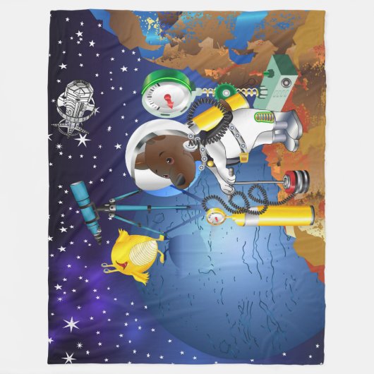 Couverture Polaire Chiot dans l'espace un alien avec un télescope (Devant)