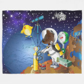 Couverture Polaire Chiot dans l'espace un alien avec un télescope (Devant (Horizontal))