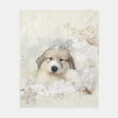 Couverture Polaire Chiot d'aquarelle de Grands Pyrénées (Devant)