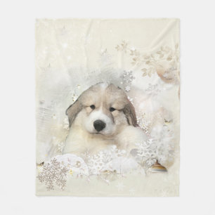 Couverture Polaire Chiot d'aquarelle de Grands Pyrénées