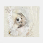 Couverture Polaire Chiot d'aquarelle de Grands Pyrénées (Devant (Horizontal))