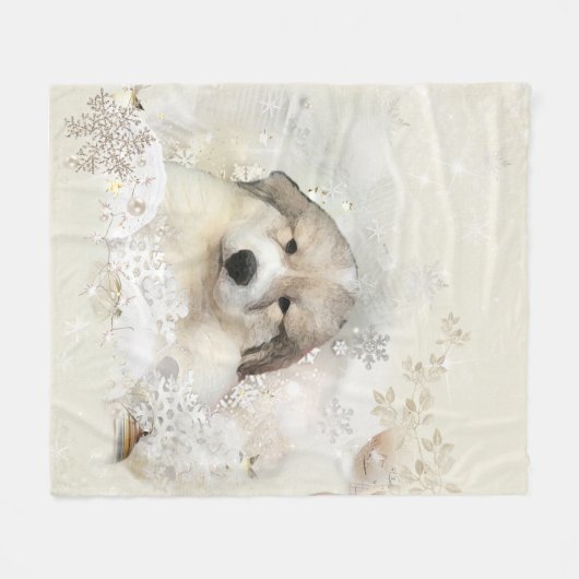 Couverture Polaire Chiot d'aquarelle de Grands Pyrénées (Devant (Horizontal))