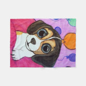 Couverture Polaire Chiot de beagle avec des ballons (Devant (Horizontal))