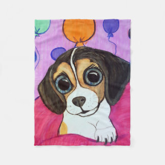 Couverture Polaire Chiot de beagle avec des ballons