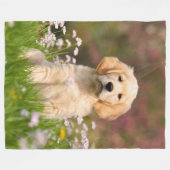 Couverture Polaire Chiot de chien de golden retriever, confortable (Devant (Horizontal))