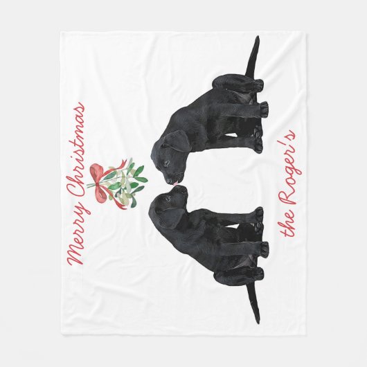 Couverture Polaire Chiot de Noël Black Labrador (Devant)