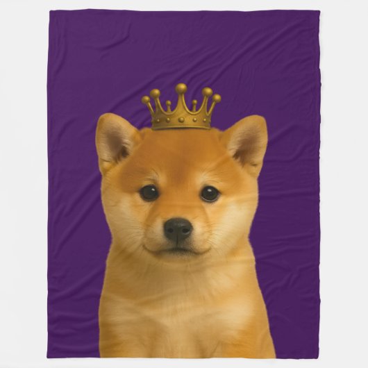 Couverture Polaire Chiot de Shiba Inu en Couronne Or (Devant)