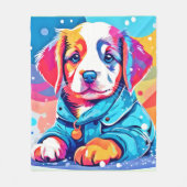 Couverture Polaire Chiot en design de manteau bleu (Devant)
