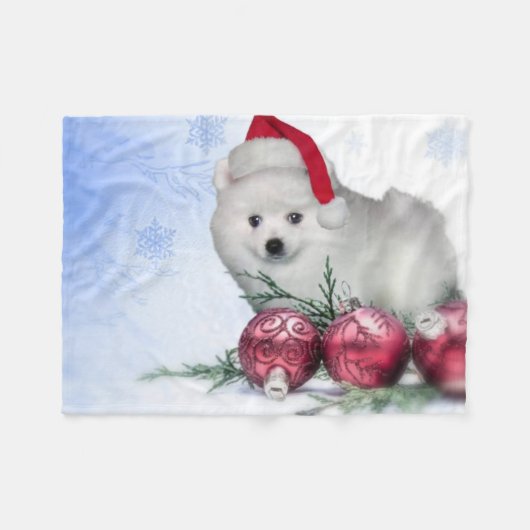 Couverture Polaire Chiot esquimau américain de Noël (Devant (Horizontal))