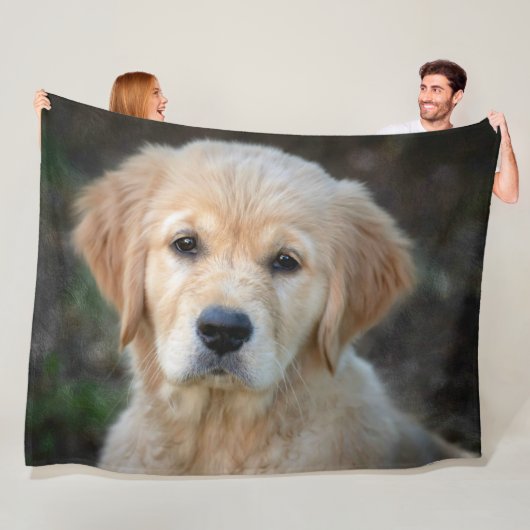 Couverture Polaire Chiot Golden Retriever (En situation)