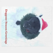 Couverture Polaire Chiot noir allemand dans une couronne (Devant (Horizontal))