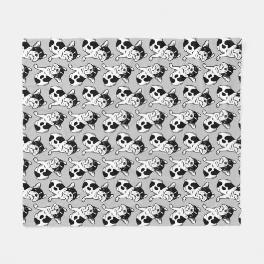 Couverture Polaire Chiot pie Brindle de Frenchie (Devant (Horizontal))