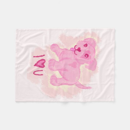 Couverture Polaire Chiot rose (Devant (Horizontal))