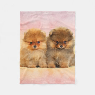 Couverture Polaire Chiots allemands mignons de Spitz de Pomeranian