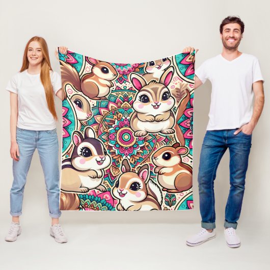 Couverture Polaire "Chipmunks & Cottontails" (En situation)