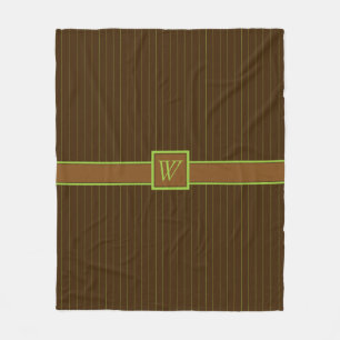 Couverture Polaire Chocolat avec Pinstripes à la chaux Blanche en pol