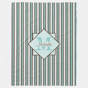 Couverture Polaire Chocolat Brown et pinte vert Grandes Monogrammes