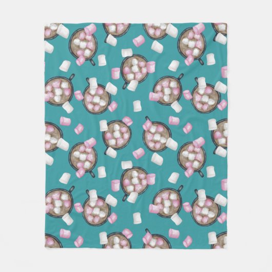 Couverture Polaire Chocolat chaud chocolat chaud hiver rose turquoise (Devant)