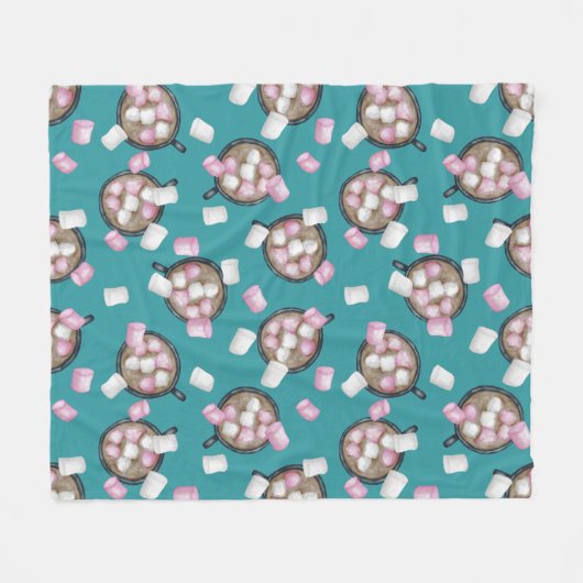 Couverture Polaire Chocolat chaud chocolat chaud hiver rose turquoise (Devant (Horizontal))