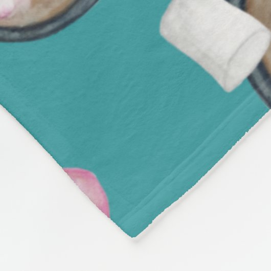 Couverture Polaire Chocolat chaud chocolat chaud hiver rose turquoise (Coin)