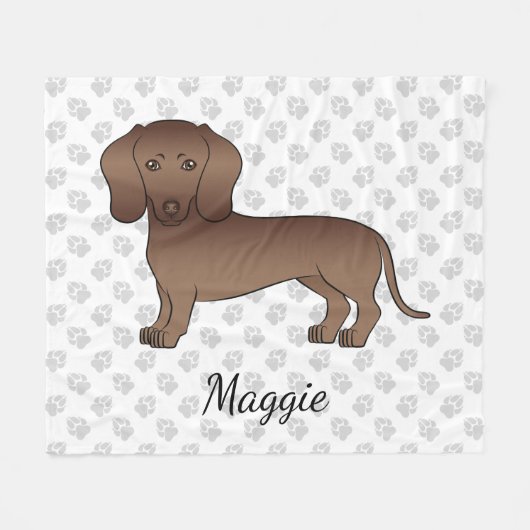Couverture Polaire Chocolat Cheveux Courte Dachshund Dessin Chien et (Devant (Horizontal))