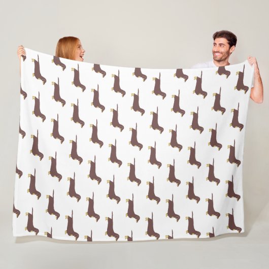 Couverture Polaire chocolat dachshund et silhouette tan (En situation)