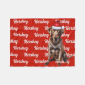 Couverture Polaire Chocolat Lab Père Noël Chien Nom Personnalisé Noël (Devant (Horizontal))