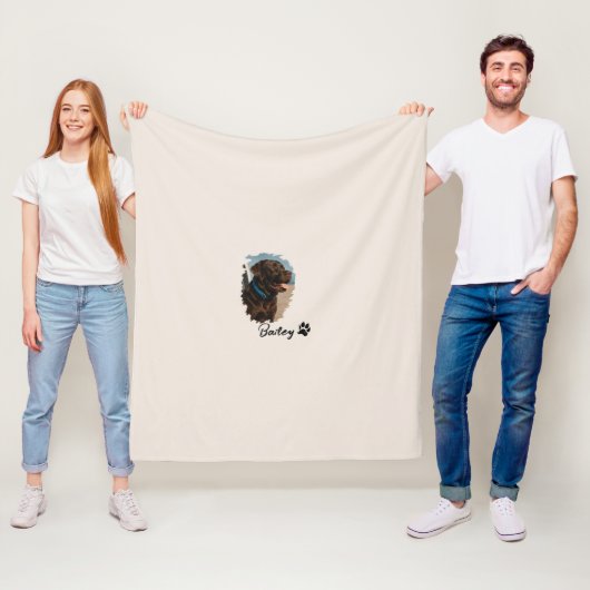 Couverture Polaire Chocolat mignon Labrador Chien - Bailey | Cadeau p (En situation)