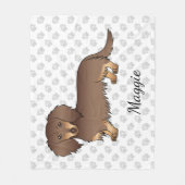 Couverture Polaire Chocolat & Tan Long Cheveux Dachshund Chien & Pâte (Devant)