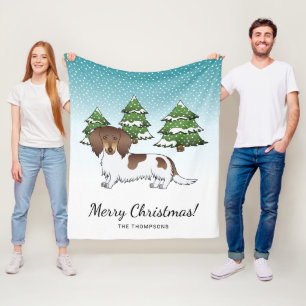 Couverture Polaire Chocolat & Tan Pied Long Cheveux Dachshund En Hive