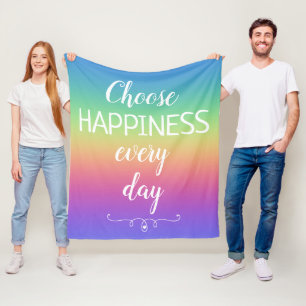 Couverture Polaire Choisissez le bonheur chaque jour Coloré Blanche e
