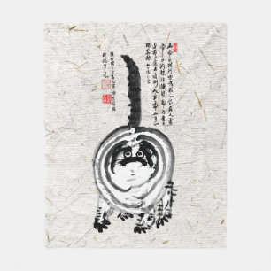 Couverture Polaire Chonky rayé japonais Tabby Chat