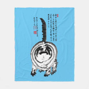 Couverture Polaire Chonky rayé japonais Tabby Chat