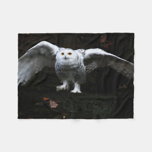 Couverture Polaire Chouette à neige avec ailes ouvertes fbcna (Devant (Horizontal))