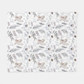 Couverture Polaire Chouette aquarelle Motif d'hiver de Noël (Devant (Horizontal))