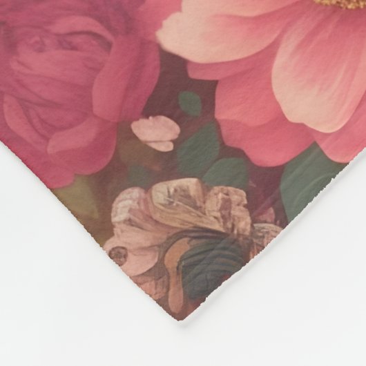 Couverture Polaire Chouette avec de grands yeux devant les fleurs #3 (Coin)