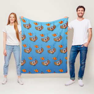 Couverture Polaire Chouette avec masque tuba et poisson tropical