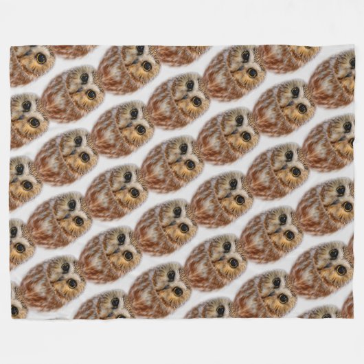 Couverture Polaire Chouette blanche à mâchoire noire (Devant (Horizontal))