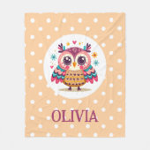 Couverture Polaire Chouette blanche colorée (Devant)