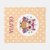 Couverture Polaire Chouette blanche colorée (Devant (Horizontal))