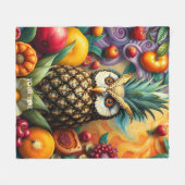 Couverture Polaire Chouette d'ananas serène mignonne Imaginaire (Devant (Horizontal))