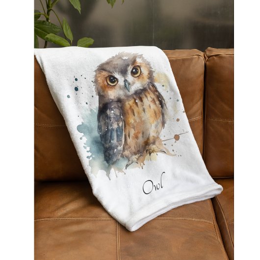 Couverture Polaire Chouette d'aquarelle mignonne, personnalisée