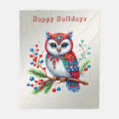 Couverture Polaire Chouette de Noël colorée Blanche polaire (Devant)