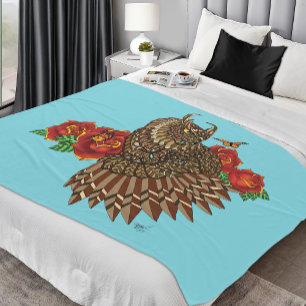 Couverture Polaire Chouette des Roses rouges bleu