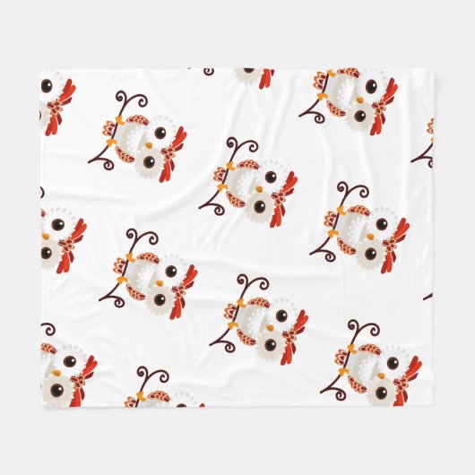 Couverture Polaire Chouette douce mignonne (Devant (Horizontal))