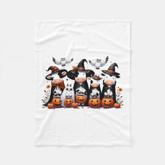 Couverture Polaire Chouette fantôme Vaches Halloween Animaux Vache Lo (Devant)
