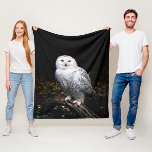 Couverture Polaire Chouette hivernale majestueuse