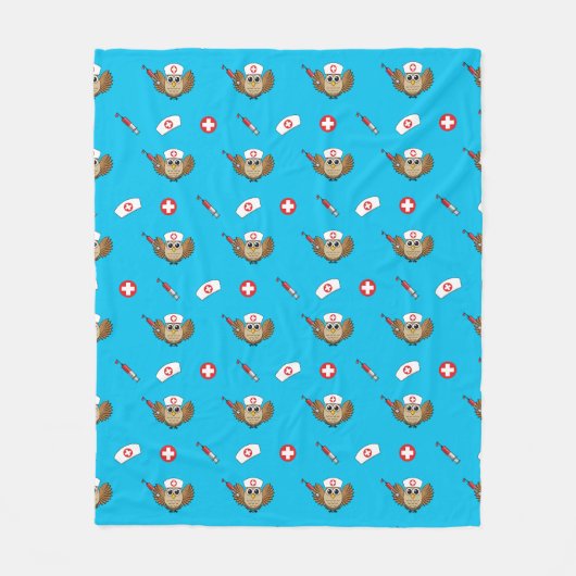 Couverture Polaire Chouette infirmière mignonne avec dessin à la seri (Devant)
