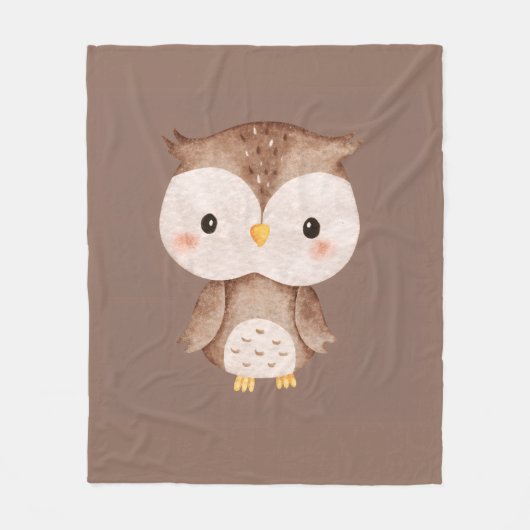 Couverture Polaire Chouette Marron Mignonne (Devant)