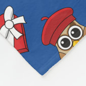 Couverture Polaire Chouette mignonne avec béret rouge et boîte cardia (Coin)